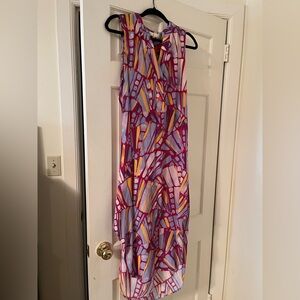 Marie Oliver Vibrant Abstract Silk Midi Dress